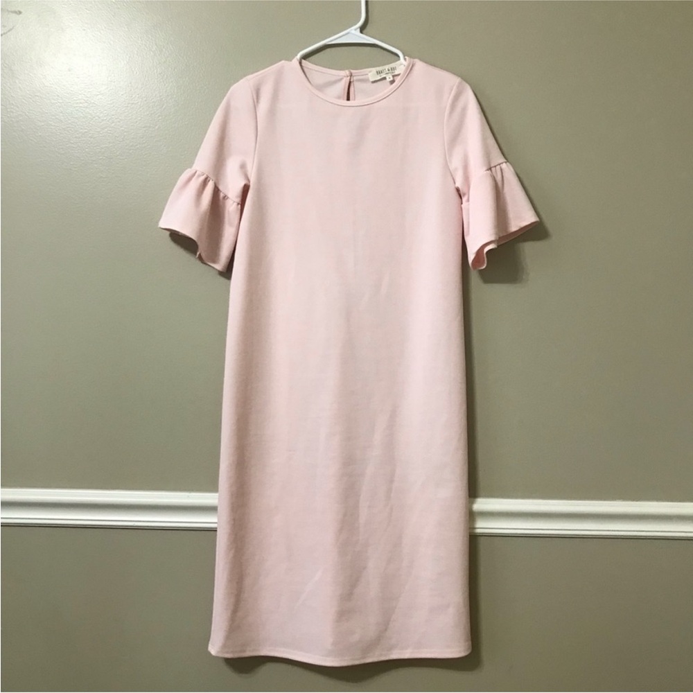 Brass & Roe Called To Surf Pink Ruffle Sleeve Dress